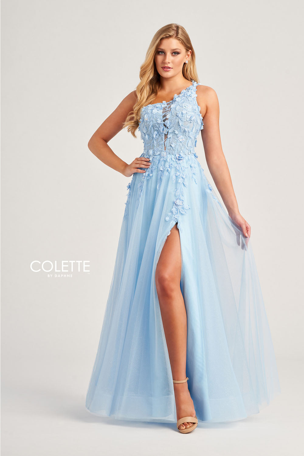 Colette CL5124 prom dress images. Colette CL5124 is available in these colors: Buttercup, Lilac, Sky Blue.