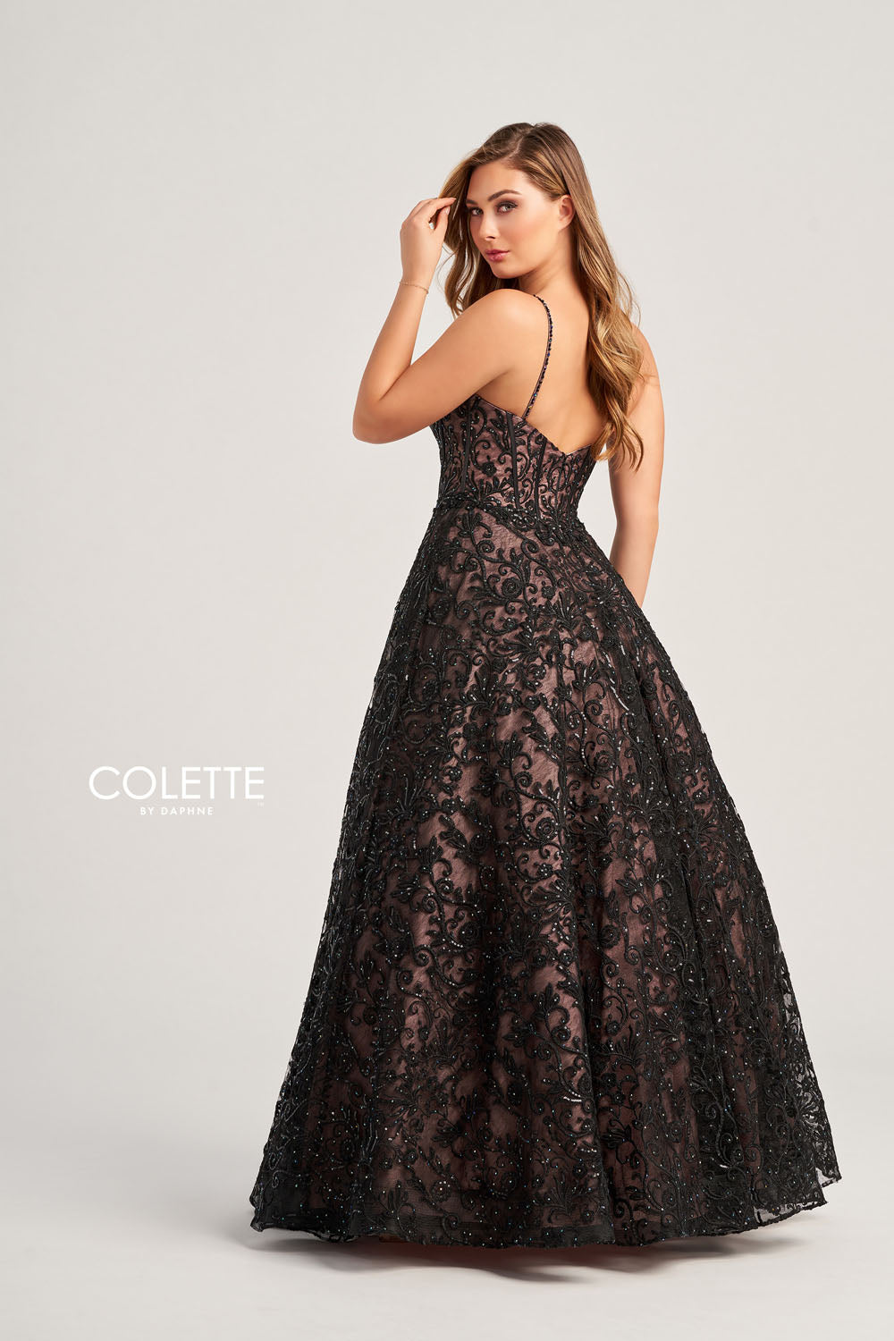 Colette CL5131 prom dress images. Colette CL5131 is available in these colors: Black Nude.