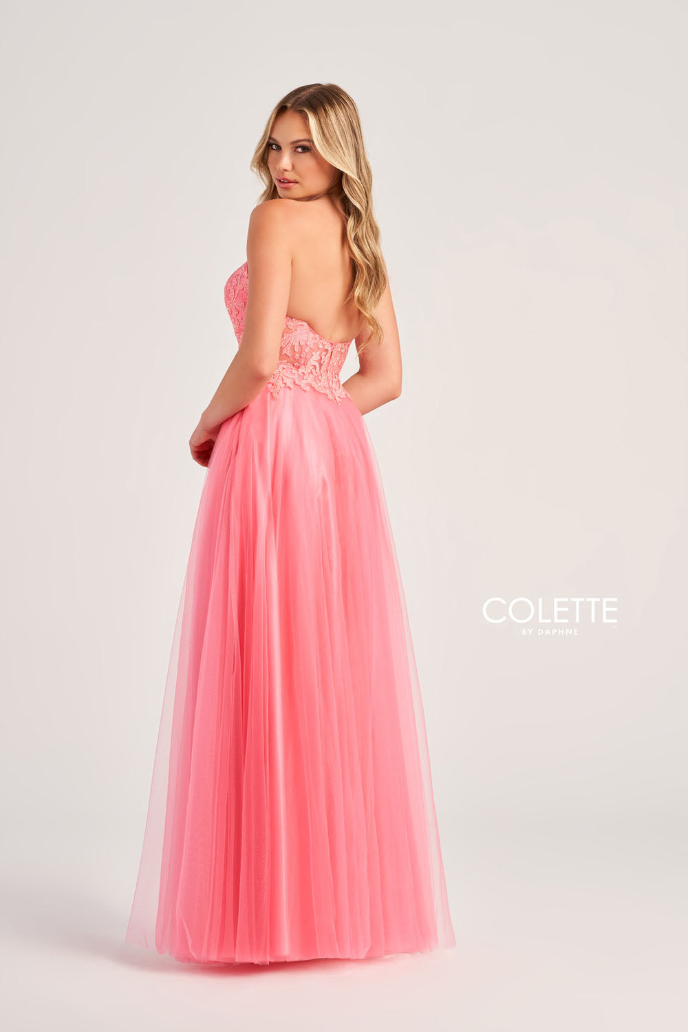 Colette CL5132 prom dress images. Colette CL5132 is available in these colors: Pink Coral, Dark Periwinkle, Spearmint.
