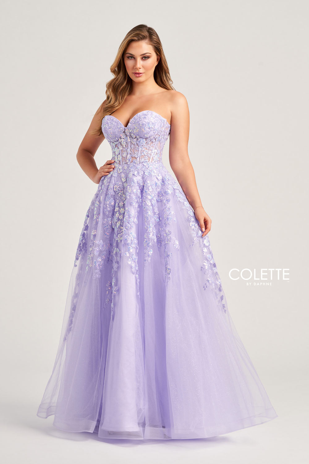 Colette CL5136 prom dress images. Colette CL5136 is available in these colors: Scarlet, Light Blue, Navy Blue Gold, Lilac.