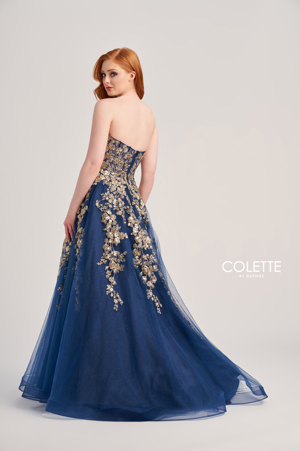 Colette CL5136 prom dress images. Colette CL5136 is available in these colors: Scarlet, Light Blue, Navy Blue Gold, Lilac.