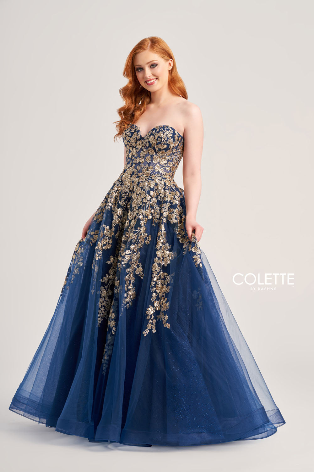 Colette CL5136 prom dress images. Colette CL5136 is available in these colors: Scarlet, Light Blue, Navy Blue Gold, Lilac.