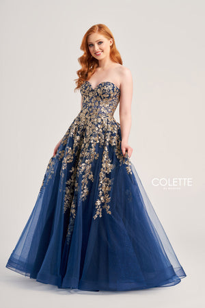 Colette CL5136 prom dress images.  Colette CL5136 is available in these colors: Scarlet, Light Blue, Navy Blue Gold, Lilac.