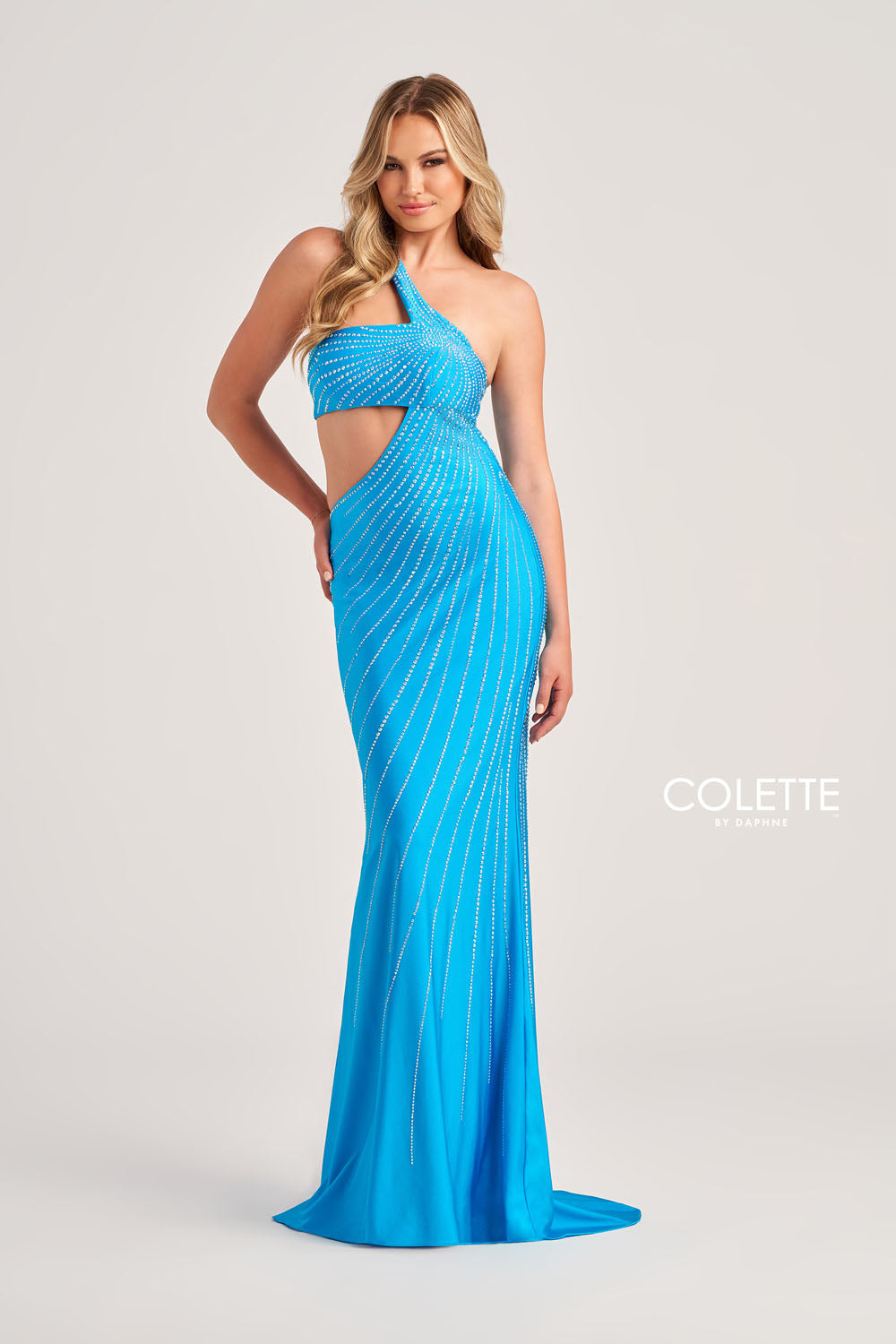 Colette CL5139 prom dress images. Colette CL5139 is available in these colors: Charcoal, Black, Purple, Ocean Blue, Hot Pink.