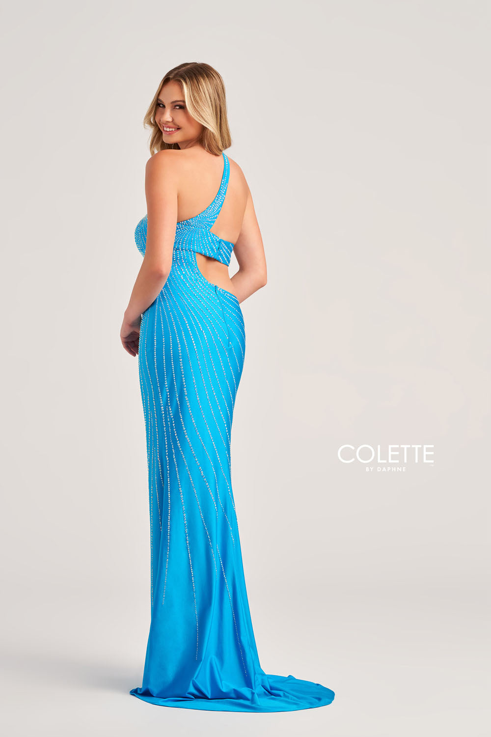 Colette CL5139 prom dress images. Colette CL5139 is available in these colors: Charcoal, Black, Purple, Ocean Blue, Hot Pink.