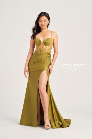 Colette CL5140 prom dress images.  Colette CL5140 is available in these colors: Raisin, Red, Plum, Olive, Hot Pink, Sienna, Black.