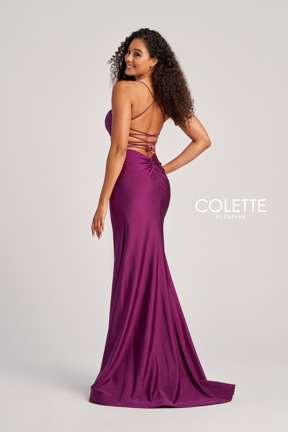 Colette CL5140 prom dress images. Colette CL5140 is available in these colors: Raisin, Red, Plum, Olive, Hot Pink, Sienna, Black.