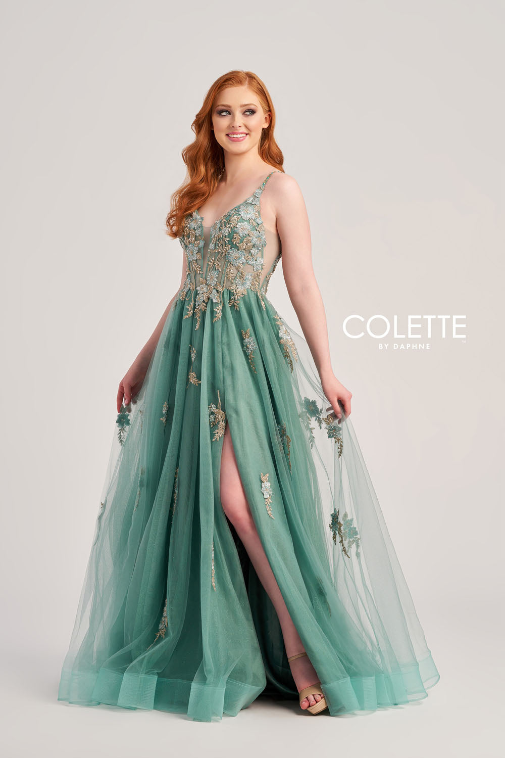 Colette CL5143 prom dress images. Colette CL5143 is available in these colors: Vintage Rose, Sage.