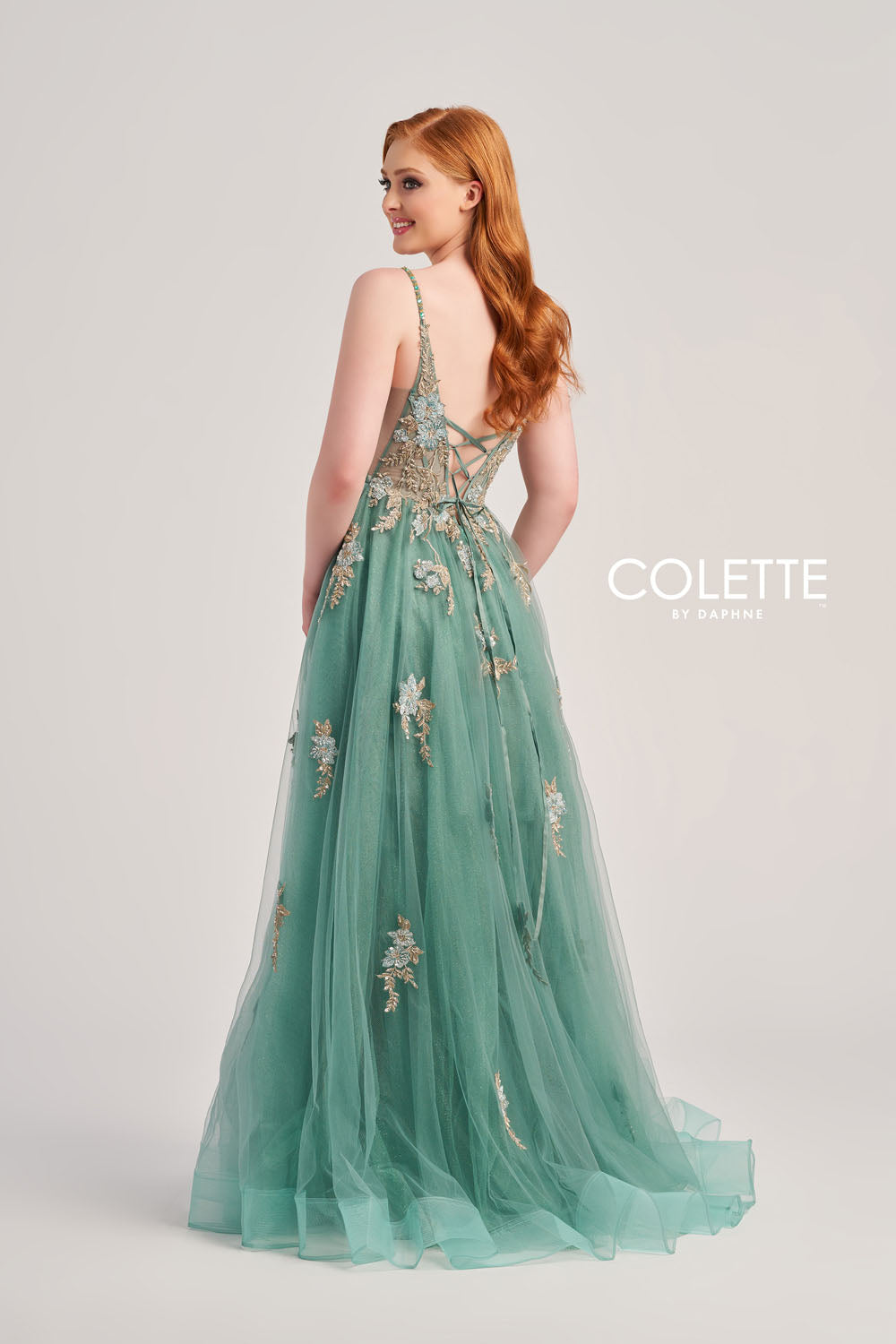 Colette CL5143 prom dress images. Colette CL5143 is available in these colors: Vintage Rose, Sage.