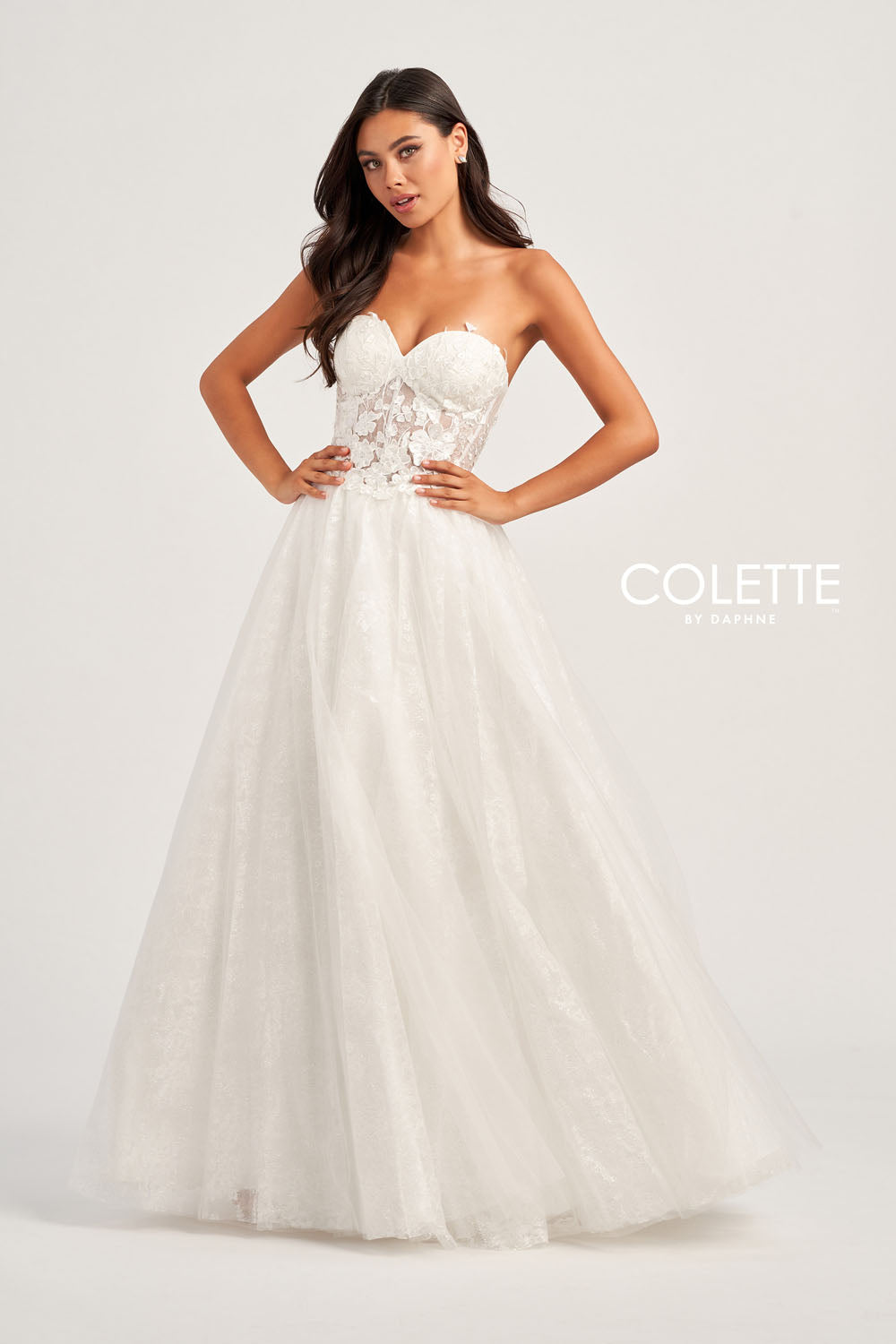 Colette CL5153 prom dress images. Colette CL5153 is available in these colors: Rosewood, Diamond White.