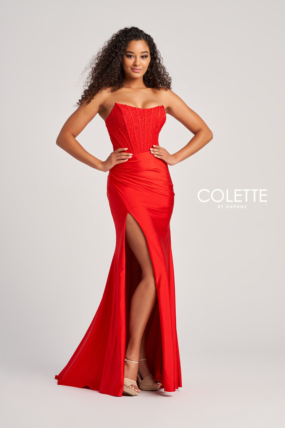 Colette CL5158 prom dress images. Colette CL5158 is available in these colors: Red, Black, Hunter, Violet, Hot Pink.