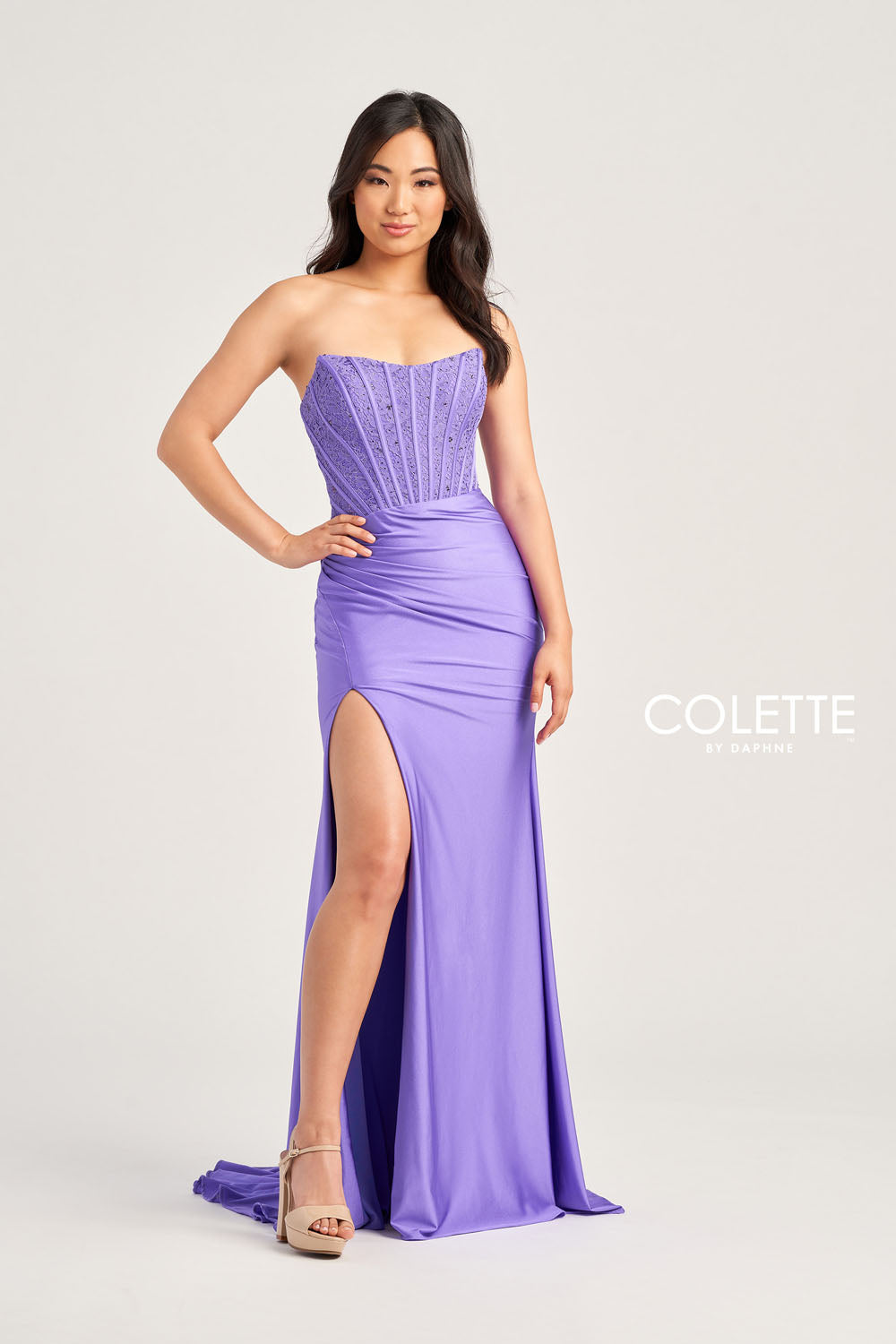 Colette CL5158 prom dress images. Colette CL5158 is available in these colors: Red, Black, Hunter, Violet, Hot Pink.