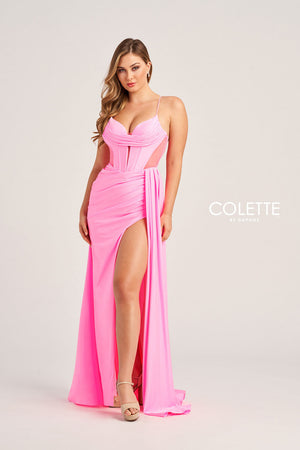 Colette CL5159 prom dress images.  Colette CL5159 is available in these colors: Bubblegum, Navy Blue.