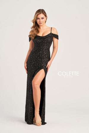 Colette CL5160 prom dress images.  Colette CL5160 is available in these colors: Royal Blue, Burgundy, Black.