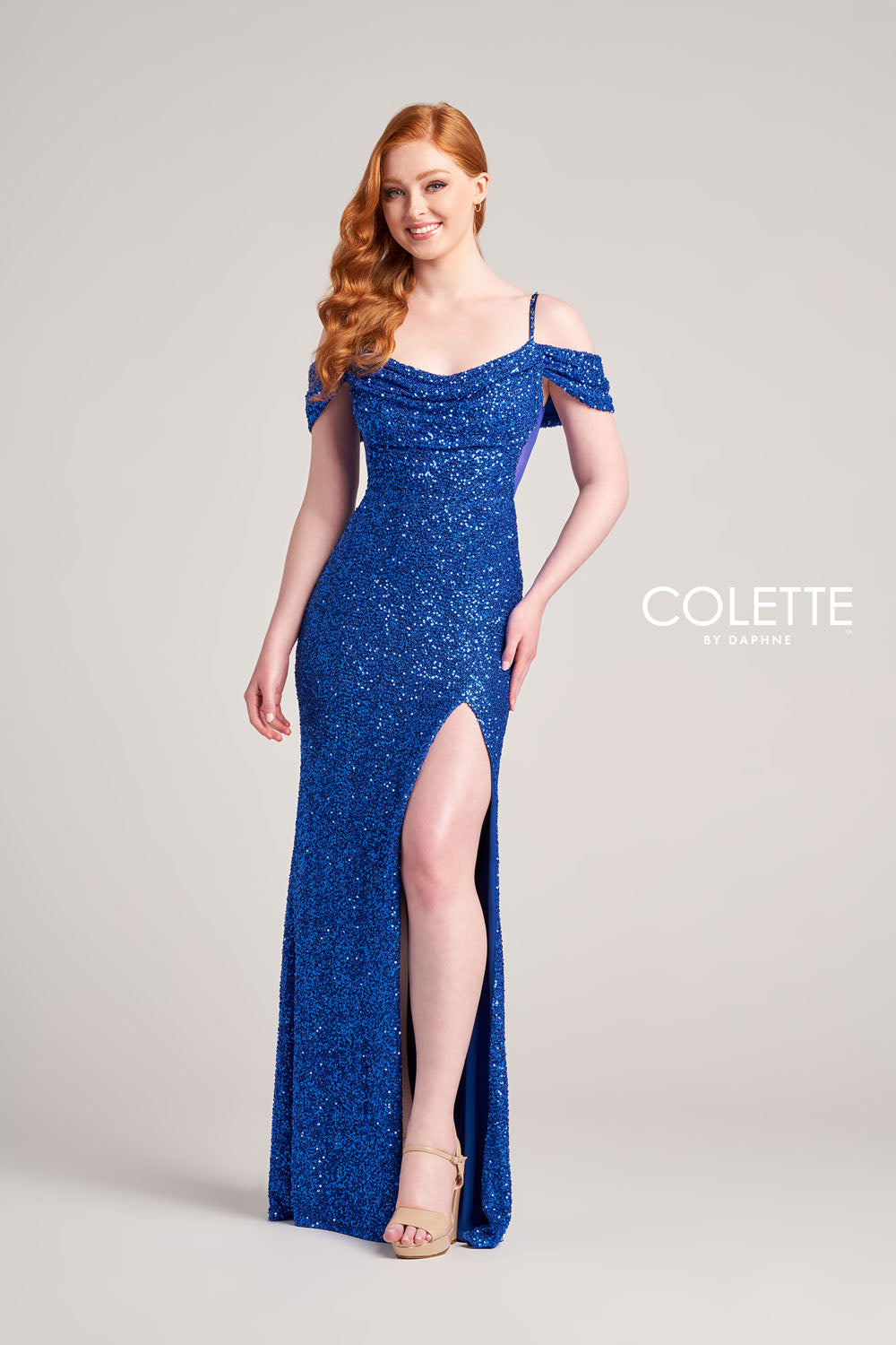Colette CL5160 prom dress images. Colette CL5160 is available in these colors: Royal Blue, Burgundy, Black.