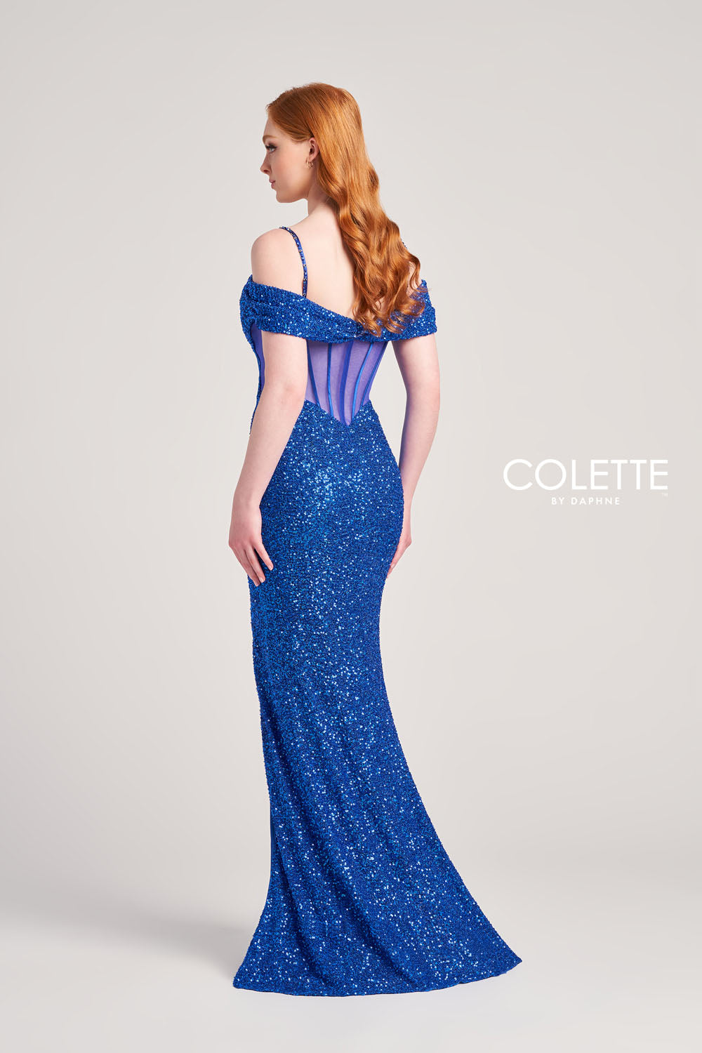 Colette CL5160 prom dress images. Colette CL5160 is available in these colors: Royal Blue, Burgundy, Black.