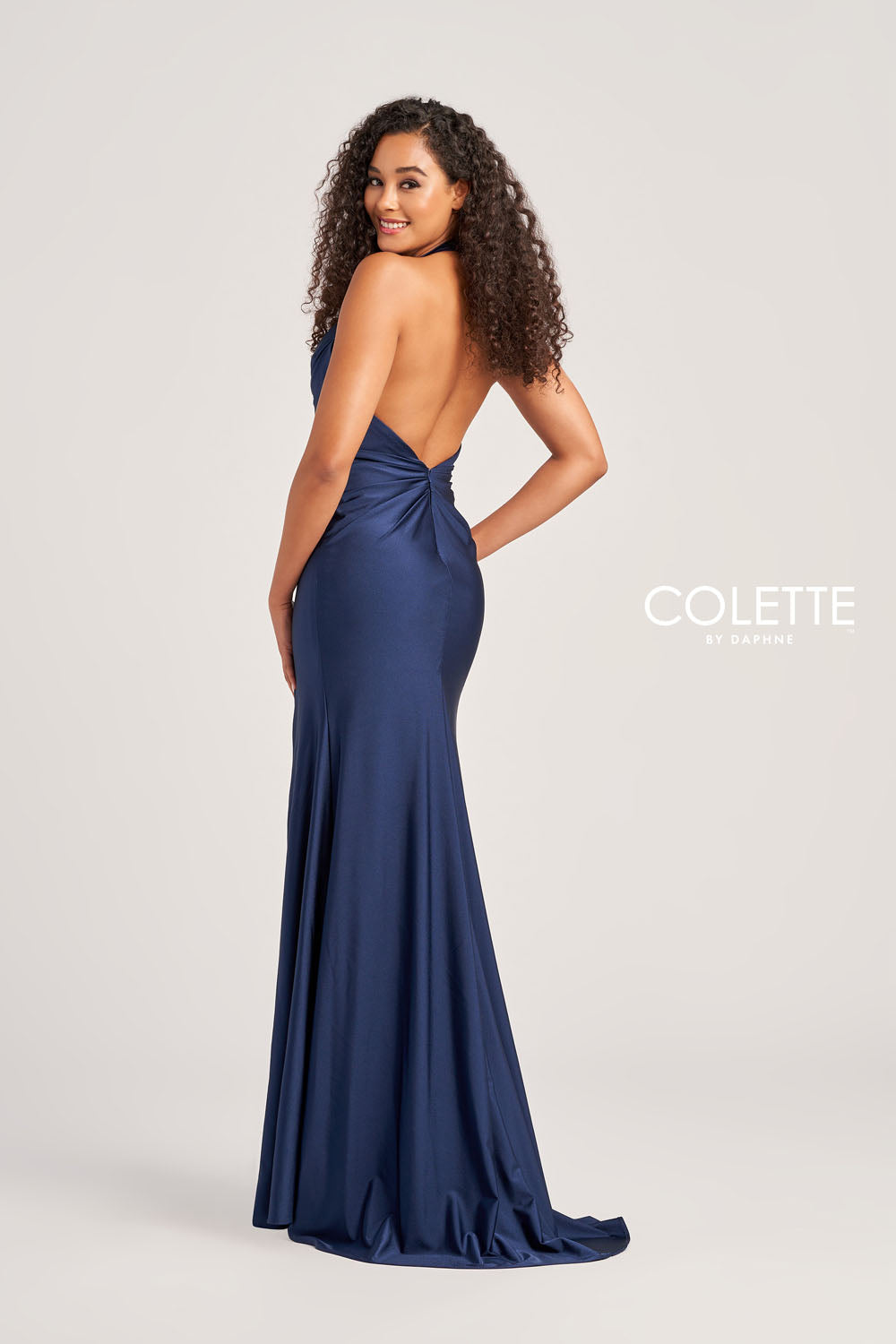 Colette CL5164 prom dress images. Colette CL5164 is available in these colors: Navy Blue, Black, Sienna.