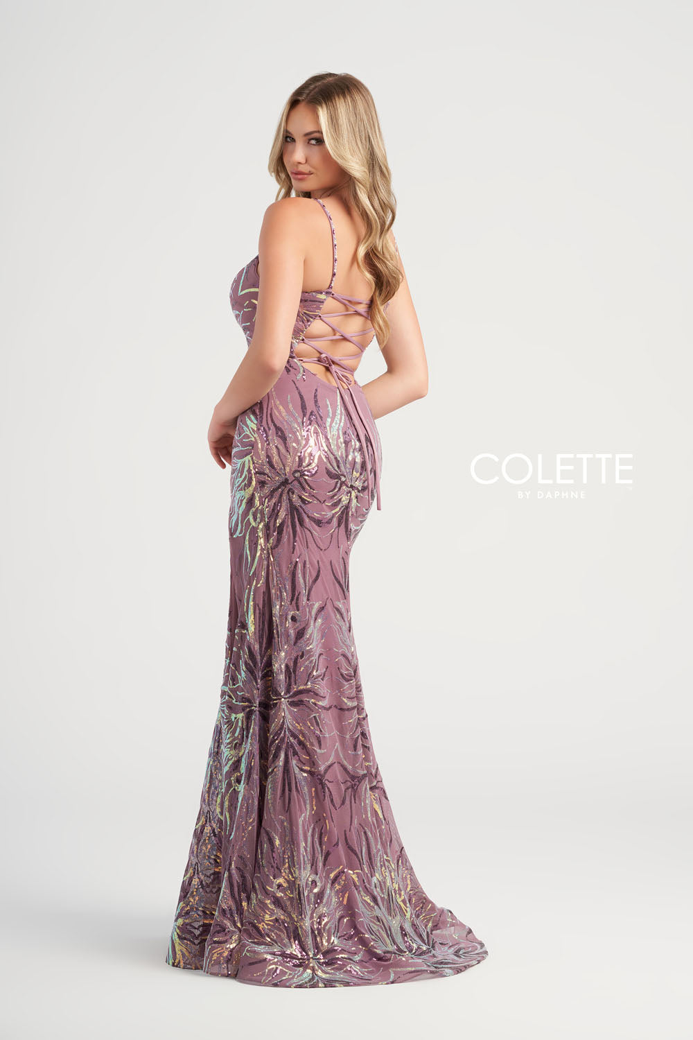 Colette CL5195 prom dress images. Colette CL5195 is available in these colors: White Multi, Olive Multi, Heather Multi.