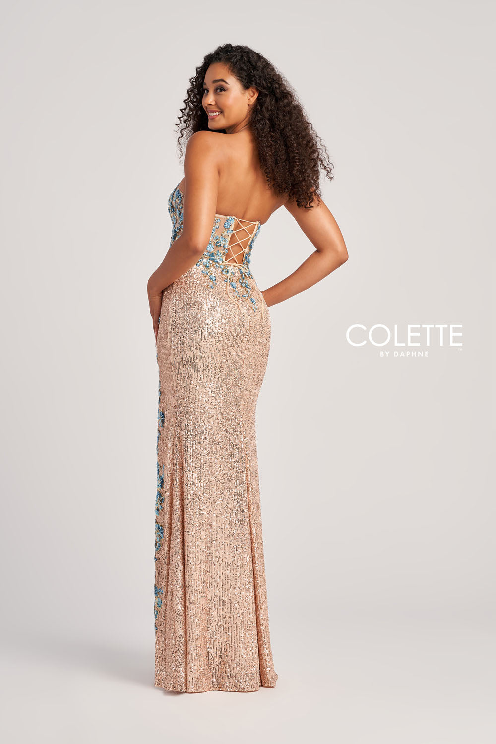 Colette CL5211 prom dress images. Colette CL5211 is available in these colors: Champagne Turquoise, Champagne Violet, Champagne Rose.