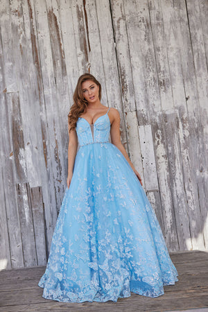 Colette CL5233 prom dress images.  Colette CL5233 is available in these colors: Blue, Yellow.