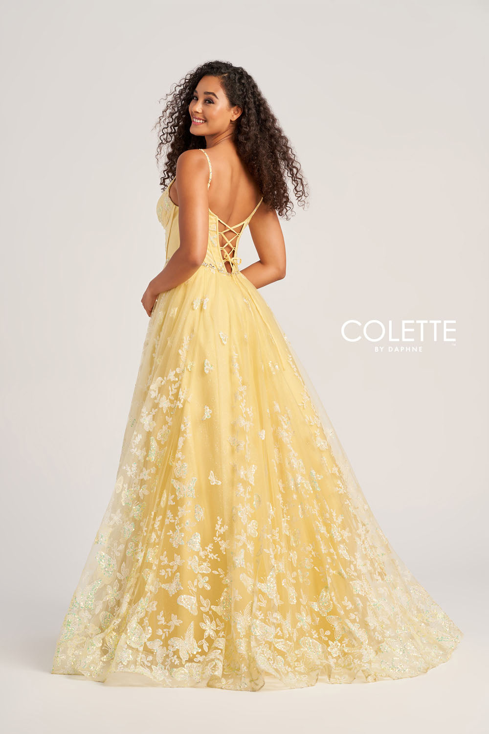 Colette CL5233 prom dress images. Colette CL5233 is available in these colors: Blue, Yellow.