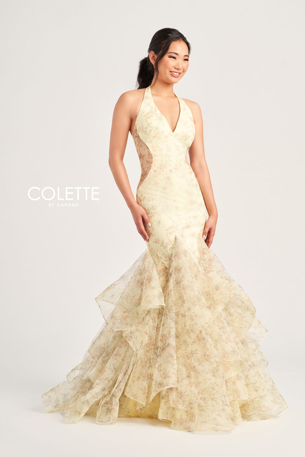 Colette CL5234 prom dress images. Colette CL5234 is available in these colors: Pink Multi, Ice Blue Multi, Light Purple Multi, Buttercup Multi.