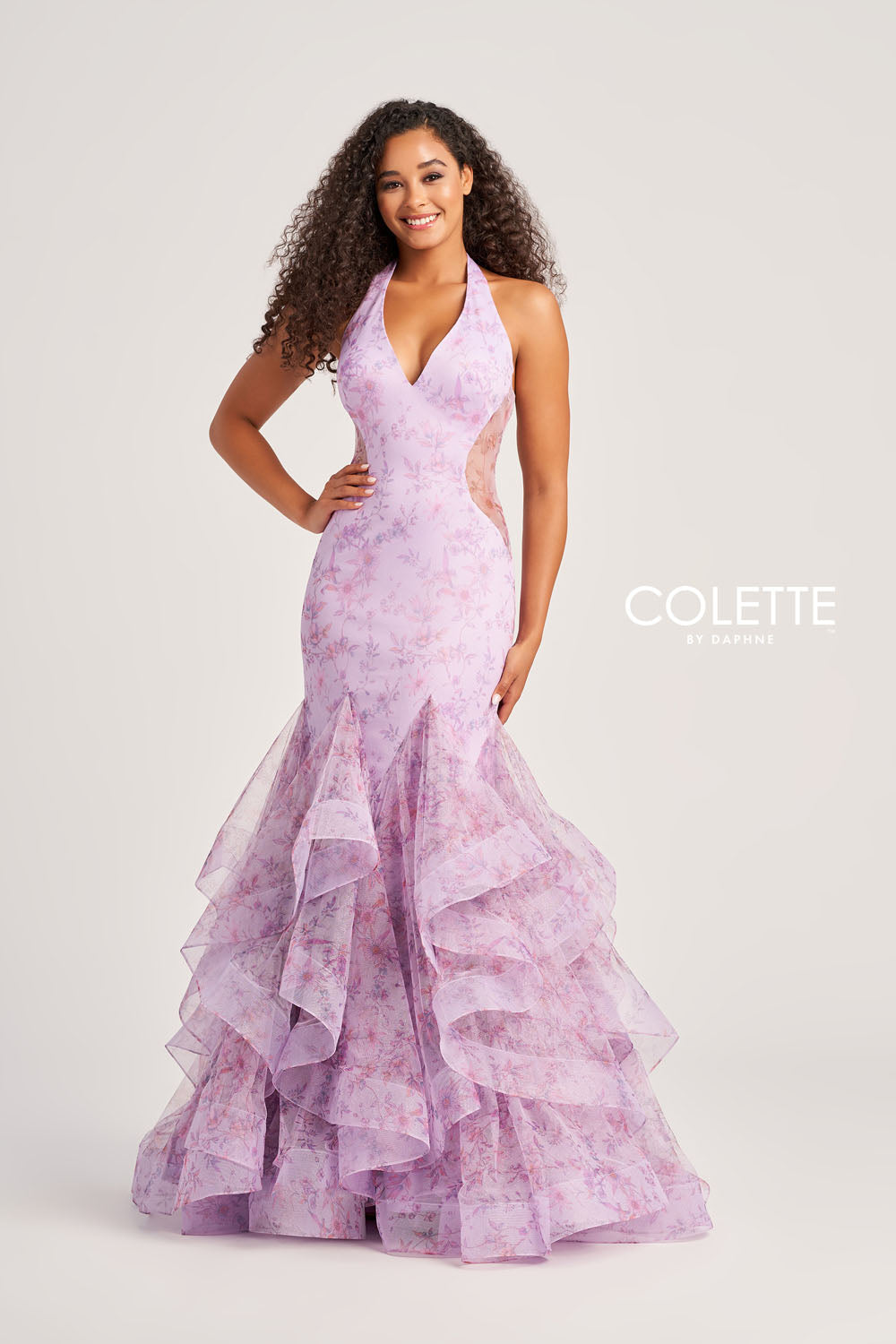 Colette CL5234 prom dress images. Colette CL5234 is available in these colors: Pink Multi, Ice Blue Multi, Light Purple Multi, Buttercup Multi.