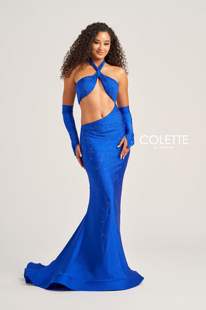 Colette CL5263 prom dress images.  Colette CL5263 is available in these colors: Violet, Royal Blue, Hot Pink, Sienna.