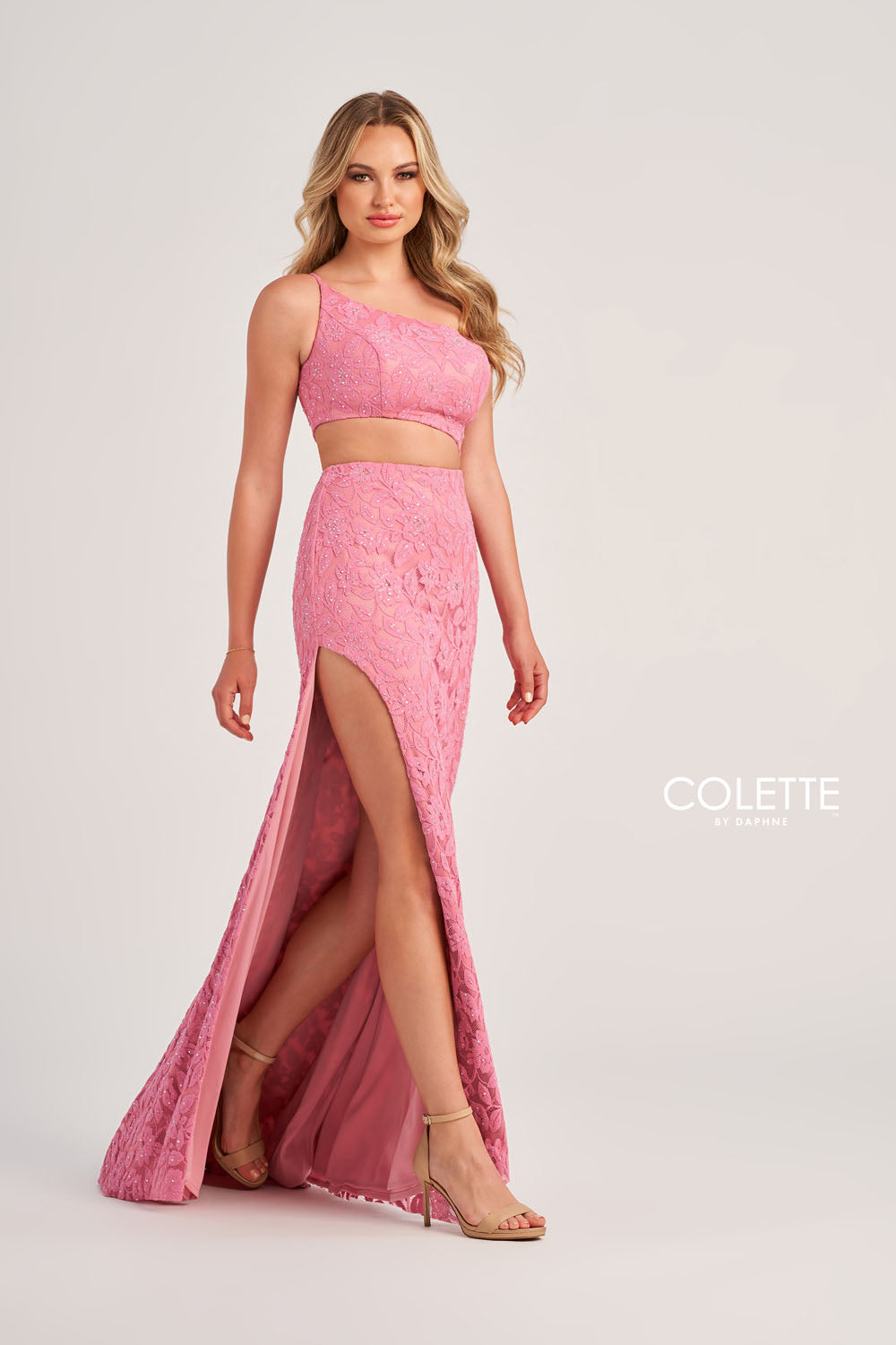 Colette CL5267 prom dress images. Colette CL5267 is available in these colors: Sage, Rose, Lilac.
