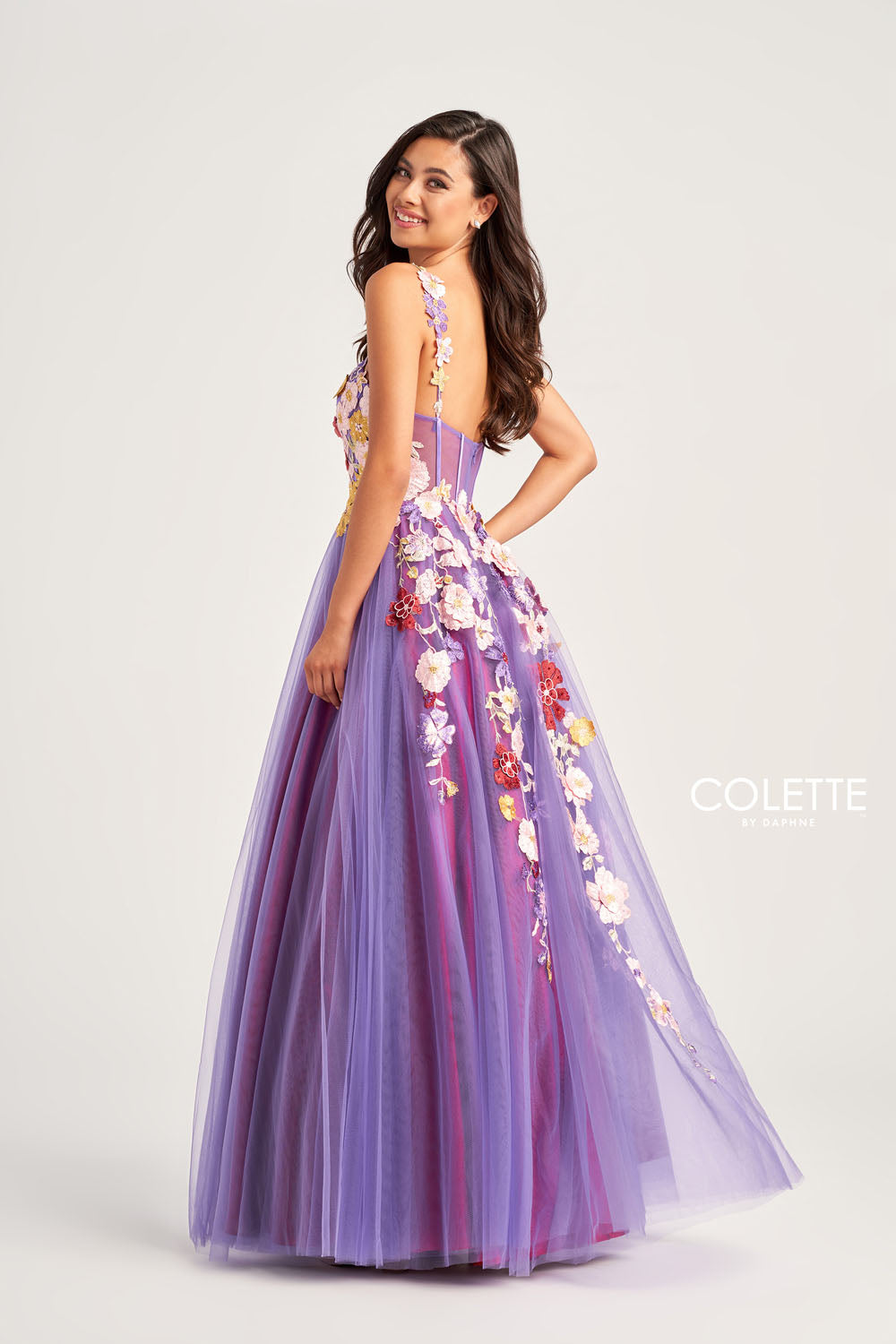 Colette CL5270 prom dress images. Colette CL5270 is available in these colors: Purple Multi.