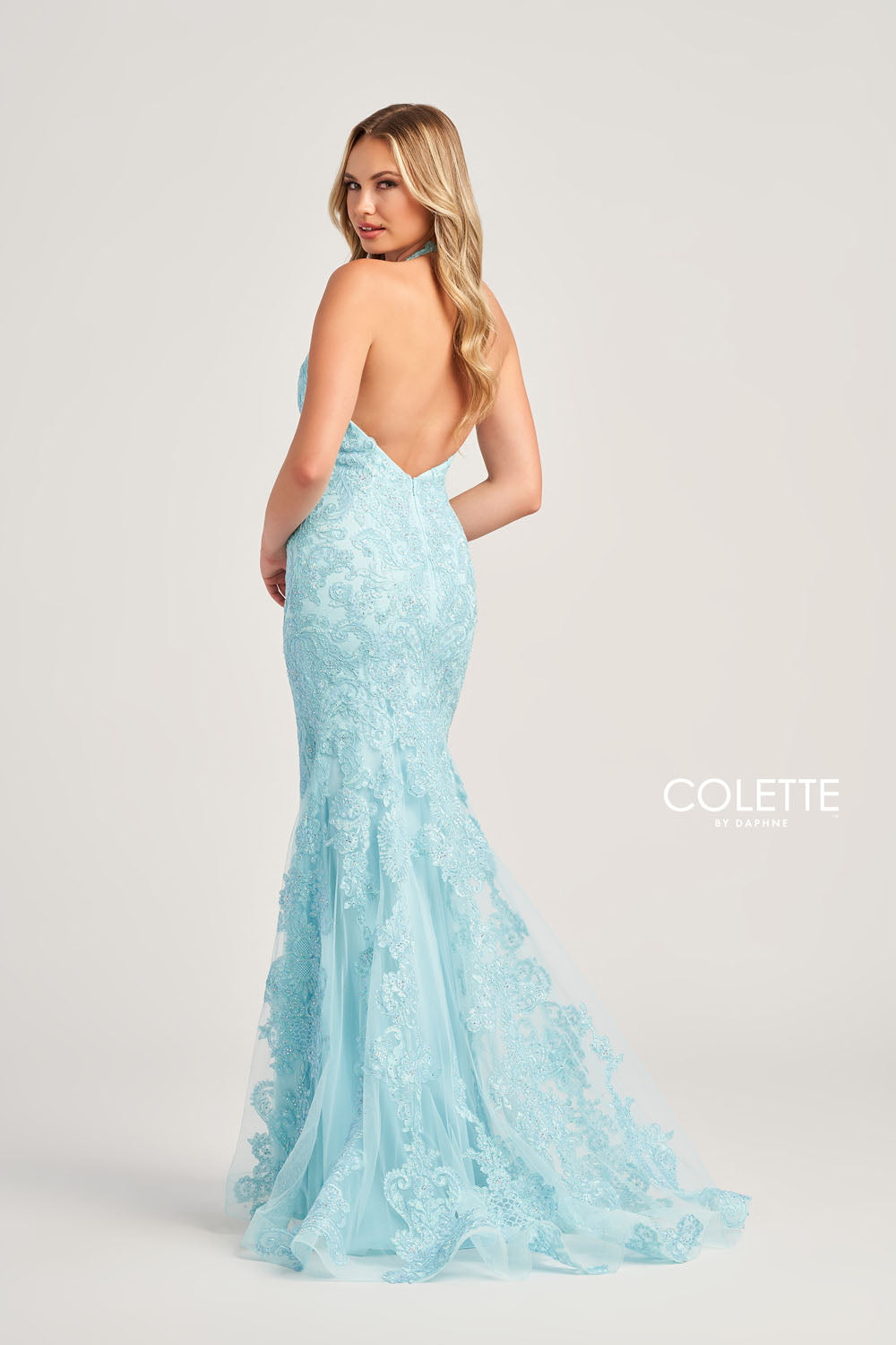 Colette CL5275 prom dress images. Colette CL5275 is available in these colors: Lilac, Aqua, Hot Pink, Diamond White.