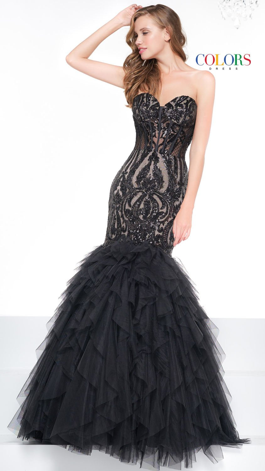 Colors Dress 2067 prom dress images.  Colors 2067 dresses are available in these colors: Black Nude, Wine Nude, Off White Nude.