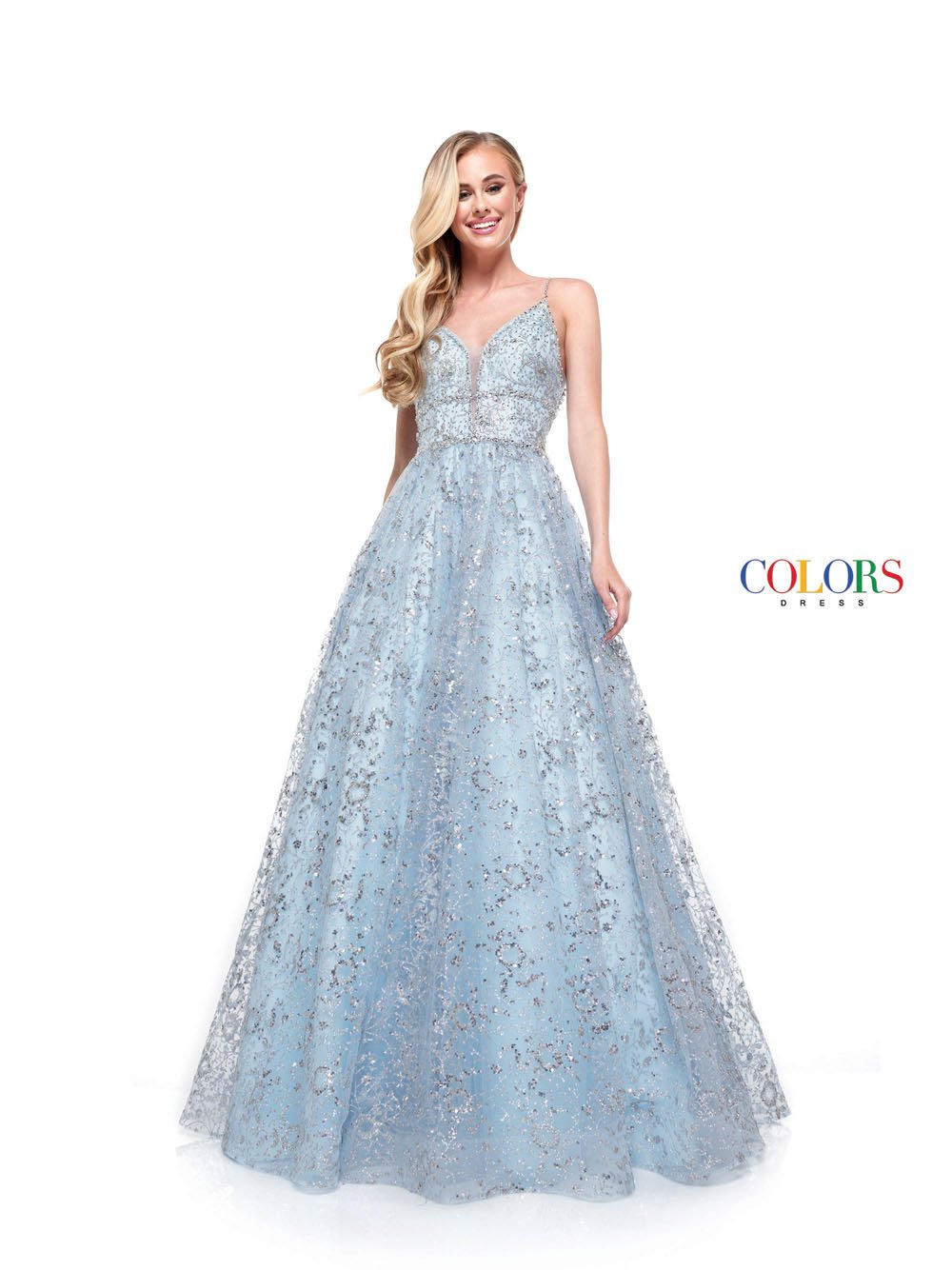 Colors Dress 2288 prom dress images. Colors 2288 dresses are available in these colors: Light Blue, Hot Coral, Lime.