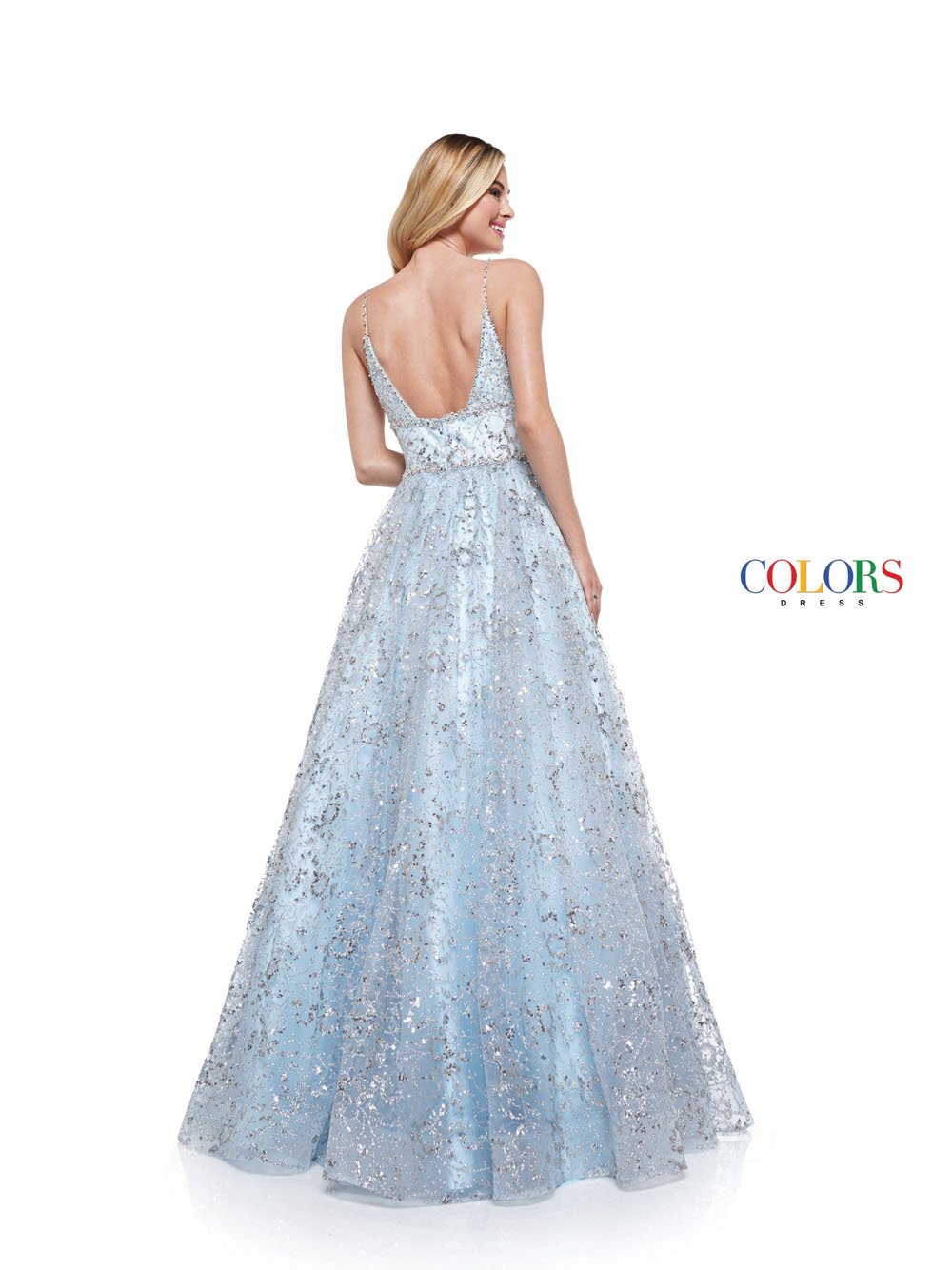 Colors Dress 2288 prom dress images. Colors 2288 dresses are available in these colors: Light Blue, Hot Coral, Lime.