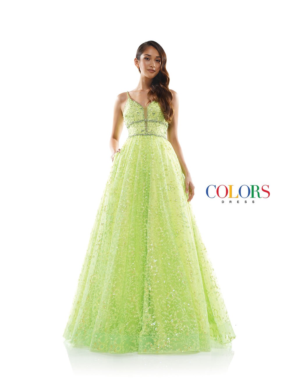 Colors Dress 2288 prom dress images. Colors 2288 dresses are available in these colors: Light Blue, Hot Coral, Lime.