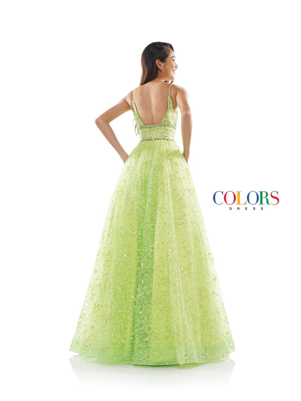 Colors Dress 2288 prom dress images. Colors 2288 dresses are available in these colors: Light Blue, Hot Coral, Lime.