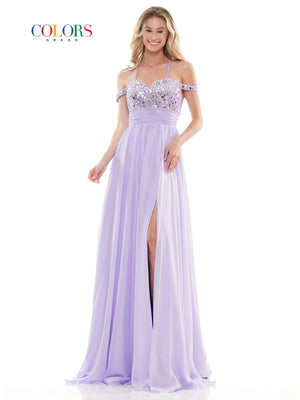 Colors Dress 2750 chiffon prom dress images.  Colors Dress 2750 is available in these colors: Lilac, Red, Yellow.