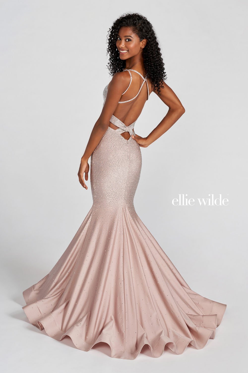 Ellie Wilde EW122001 prom dress images. Ellie Wilde EW122001 is available in these colors: Hot Pink, Ruby, Wine, Black, Royal Blue, Emerald, Powder Blue, Purple, English Rose Silver.