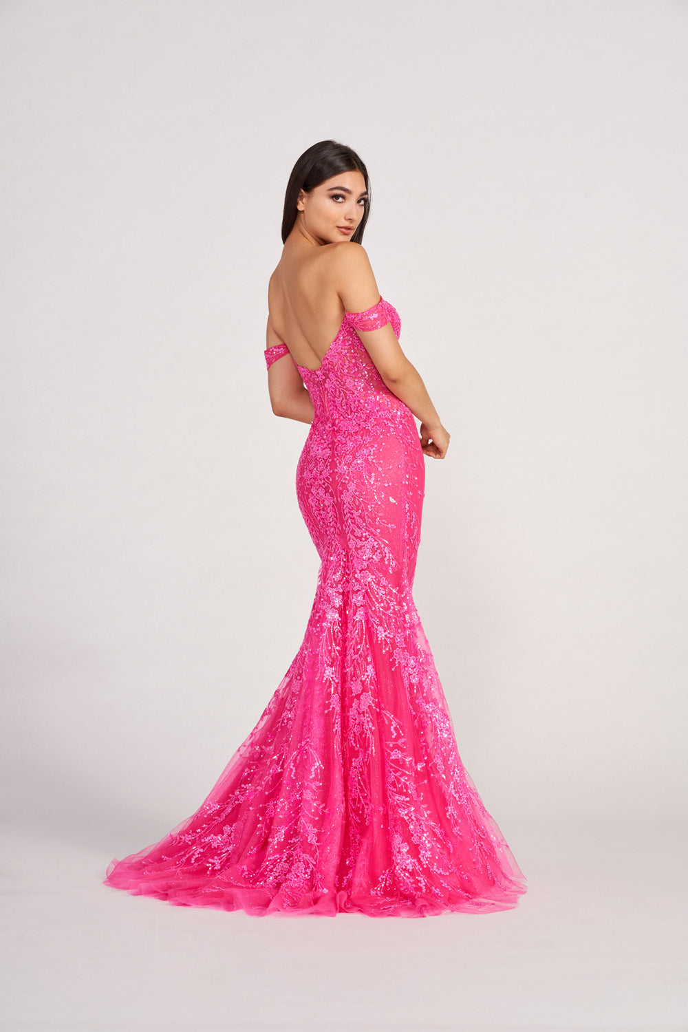 Ellie Wilde EW34007 prom dress images. Ellie Wilde EW34007 is available in these colors: Cerise, Orange, Yellow, Lilac, Royal Blue.