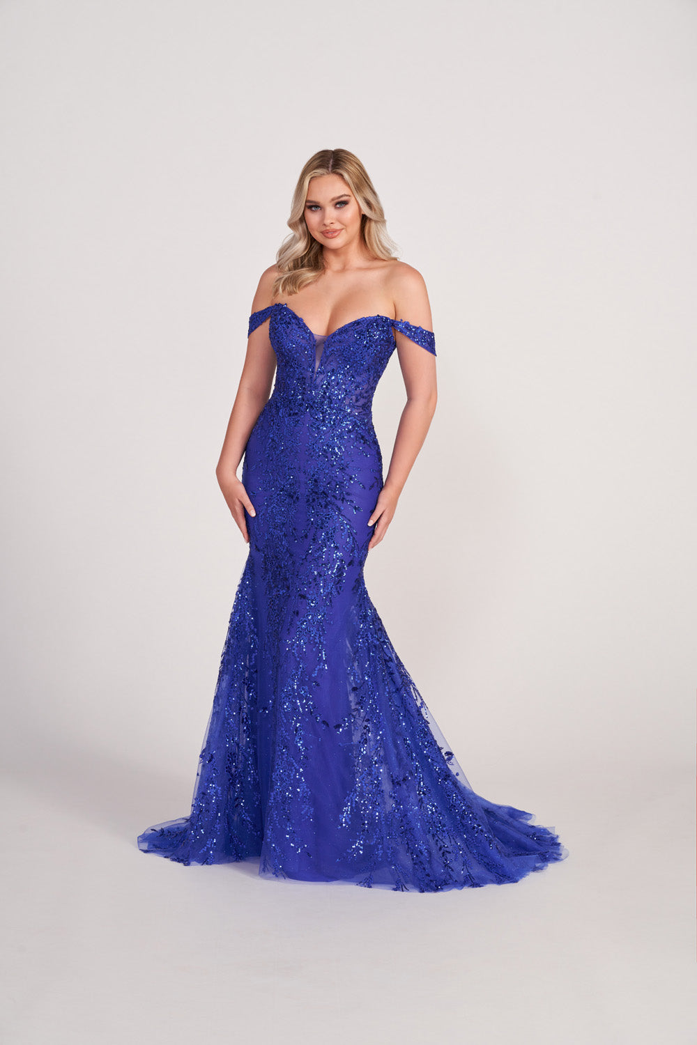 Ellie Wilde EW34007 prom dress images. Ellie Wilde EW34007 is available in these colors: Cerise, Orange, Yellow, Lilac, Royal Blue.