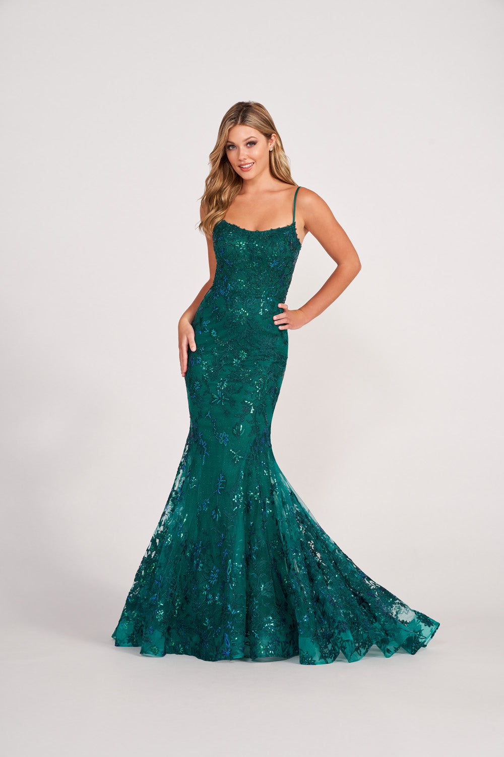Ellie Wilde EW34009 prom dress images. Ellie Wilde EW34009 is available in these colors: Cerise, Emerald, Light Blue, Ruby.