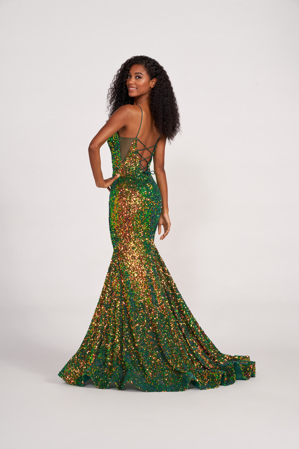 Ellie Wilde EW34016 prom dress images. Ellie Wilde EW34016 is available in these colors: Forest Light, Hot Pink, Orange, Light Blue, Iris.