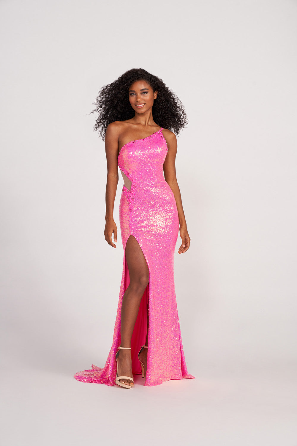Ellie Wilde EW34022 prom dress images. Ellie Wilde EW34022 is available in these colors: Orange, Hot Pink, Lime, Ocean Blue, Purple.