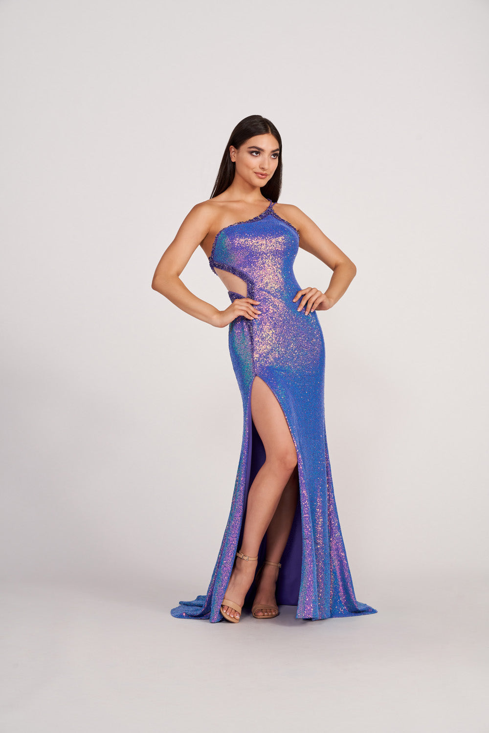 Ellie Wilde EW34022 prom dress images. Ellie Wilde EW34022 is available in these colors: Orange, Hot Pink, Lime, Ocean Blue, Purple.