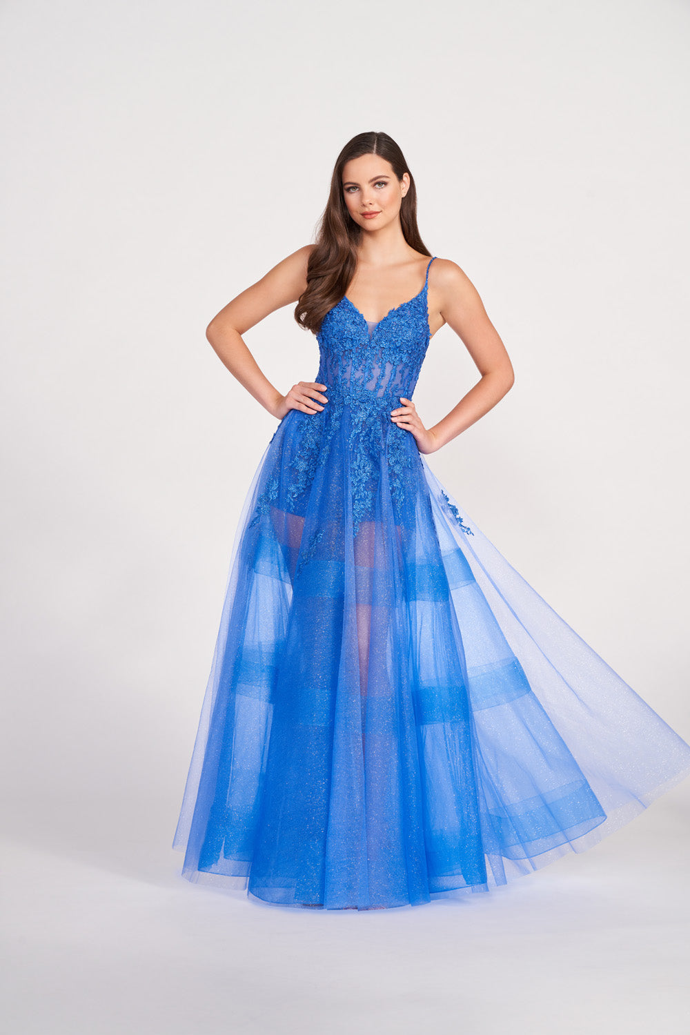 Ellie Wilde EW34032 prom dress images. Ellie Wilde EW34032 is available in these colors: Red, Hot Pink, Royal Blue, Black.