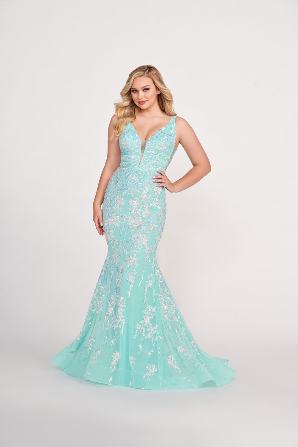 Ellie Wilde EW34041 prom dress images. Ellie Wilde EW34041 is available in these colors: Hot Pink, Lilac, Orange, Royal Blue, Navy Blue, Emerald, Aqua.