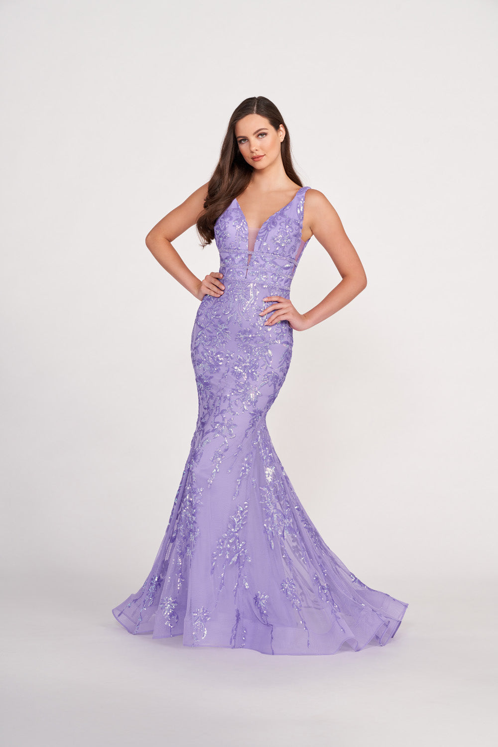 Ellie Wilde EW34041 prom dress images. Ellie Wilde EW34041 is available in these colors: Hot Pink, Lilac, Orange, Royal Blue, Navy Blue, Emerald, Aqua.