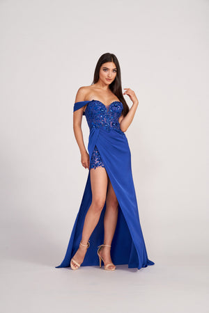 Ellie Wilde EW34043 prom dress images.  Ellie Wilde EW34043 is available in these colors: Royal Blue.