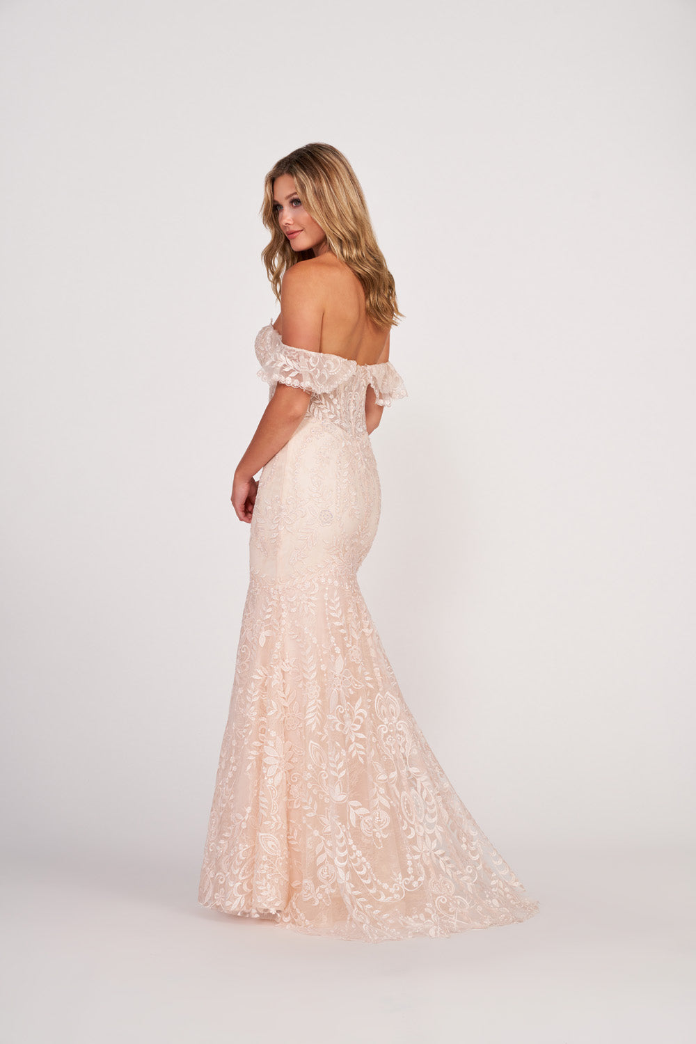 Ellie Wilde EW34049 prom dress images. Ellie Wilde EW34049 is available in these colors: Petal, Light Blue, Red.