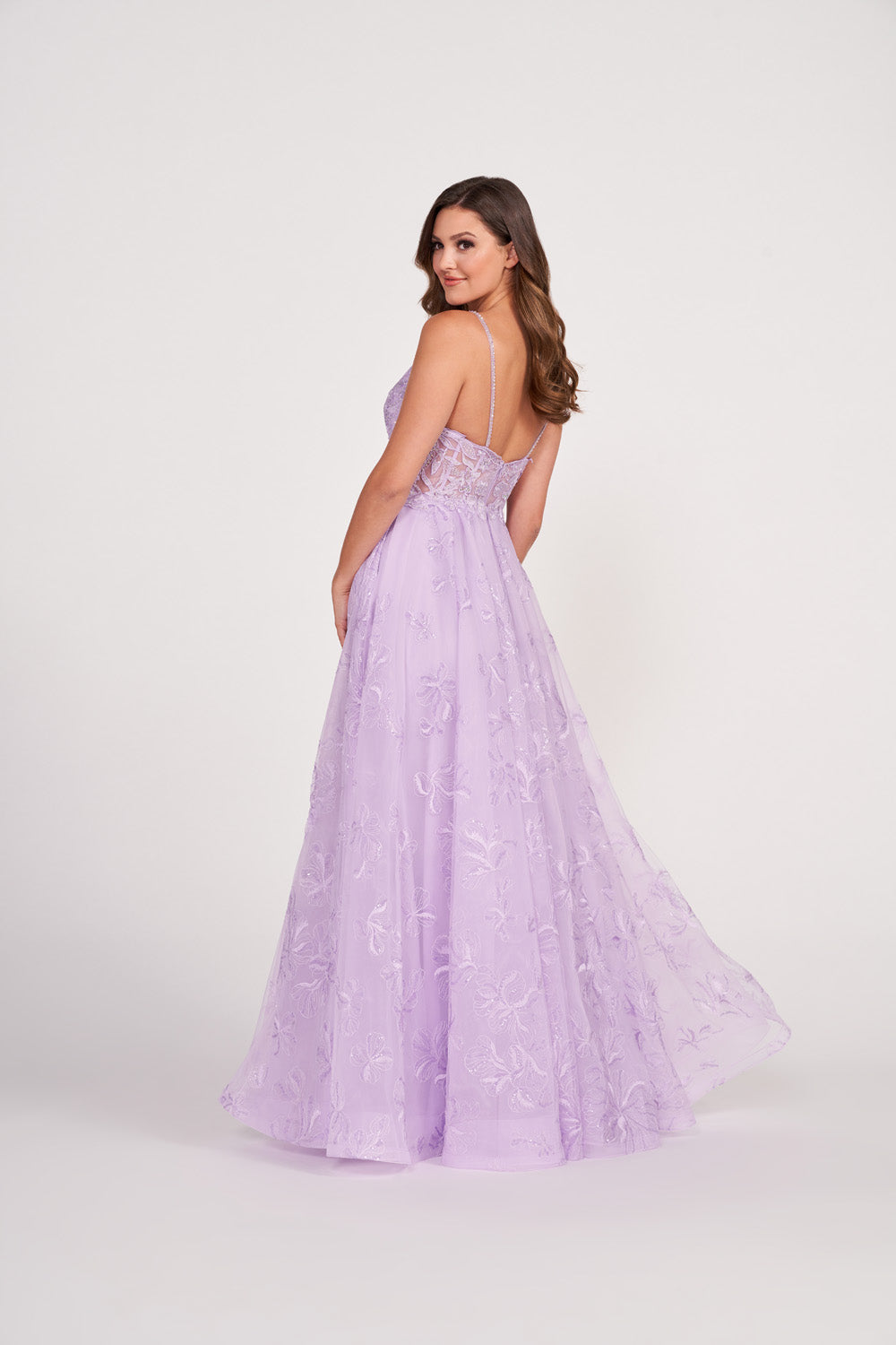 Ellie Wilde EW34051 prom dress images. Ellie Wilde EW34051 is available in these colors: Lavender, Emerald, Magenta, Royal Blue, Yellow.